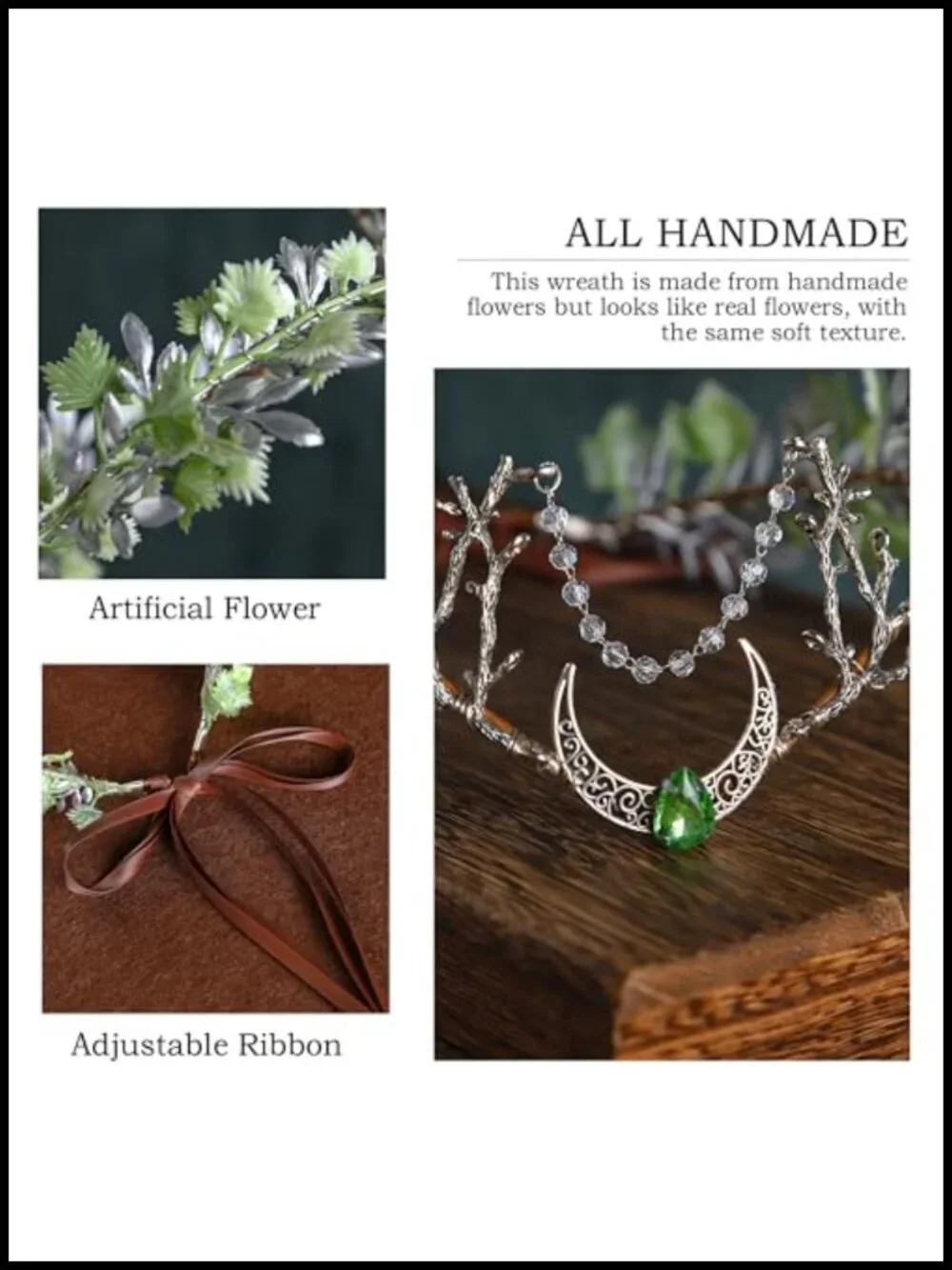 Woodland Fairy Flower Crown Headpiece Elf Circlet Forest Tiara Renaissance